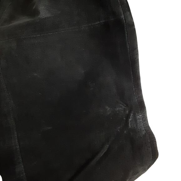 Vintage 90s 100% Leather Black Suede Wide Leg Bootcut Pant Juniors 7/8 Horseback - Picture 5 of 13